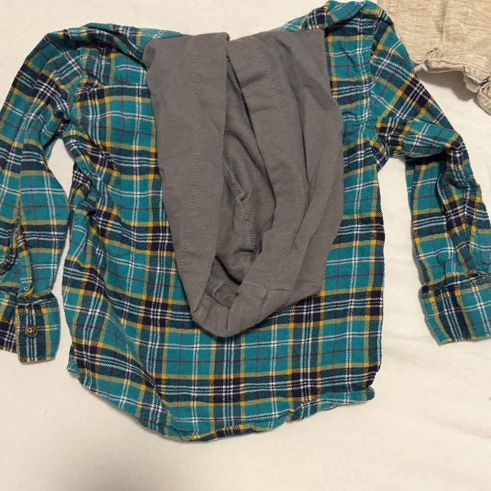 Plaid and Solid Kids Shirt Set 24months